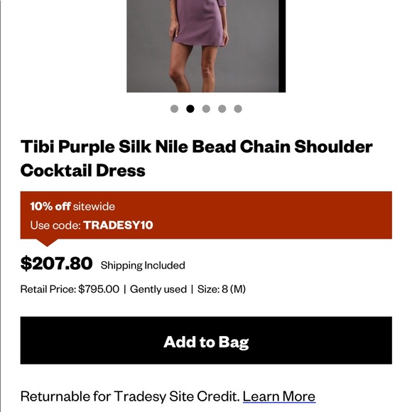 Tibi Lavender Silk Nile Bead Chain Shoulder Dress - Picture 7 of 9